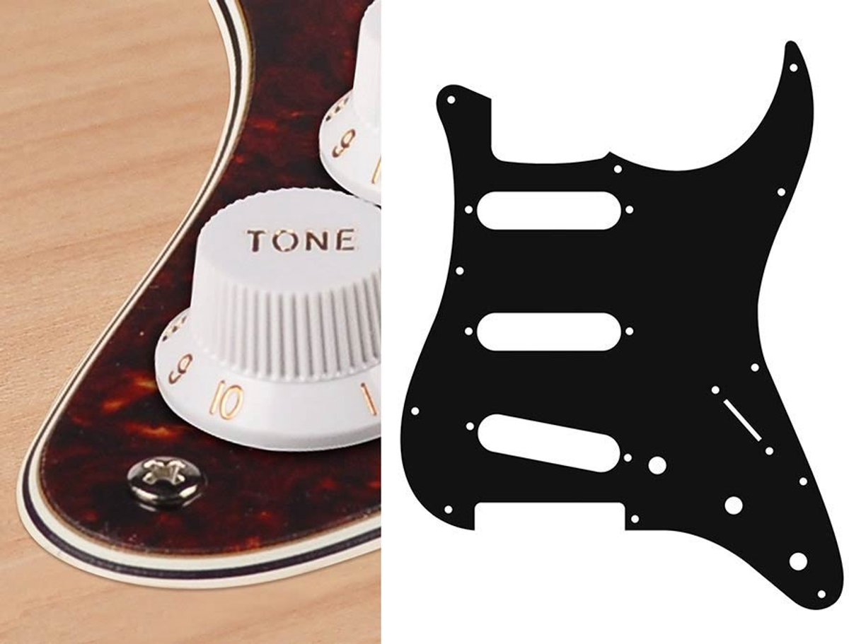 Boston ST-413-TI pickguard, Stallion, standard, SSS, 3 pot holes, 3-5 switch, 4 ply, tortoise intense