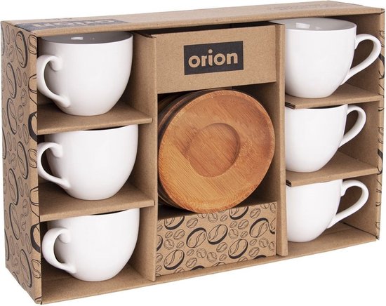 Kop en Schotel Porselein Wit WHITELINE 100 ml 6 stuks - Koffiekopjes - Theekopje - Kopjes - Theemokken - Mokken