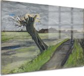 Knotwilg - Vincent van Gogh glas schilderij - Boom muurdecoratie - Schilderij Natuur - Landelijke schilderijen - Plexiglas schilderijen - Wanddecoratie slaapkamer acrylglas 120x80 cm