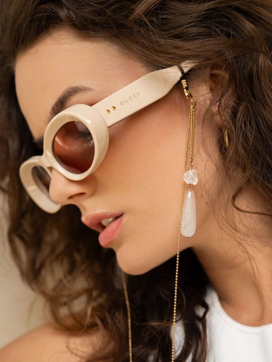 Zonnebril koord - Gouden ketting met kristallen - Hoge kwaliteit - brillenkoord | Sunny Cords