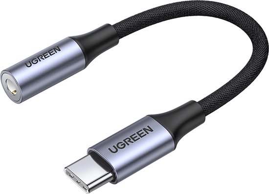 USB-C naar 3,5 mm AUX adapter met DAC, koptelefoon adapter voor smartphone, tablet, laptop – grijs