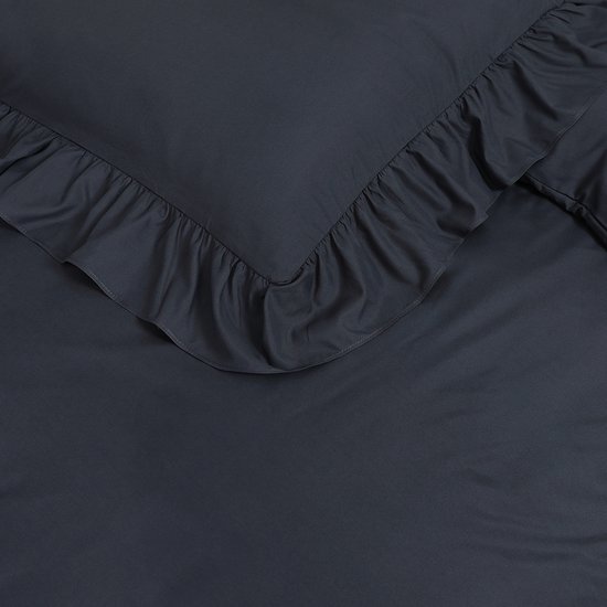 Housse de couette Sleeptime Ruffles - 240X200/220 + 2 x taies d'oreiller 60x70 - Anthracite