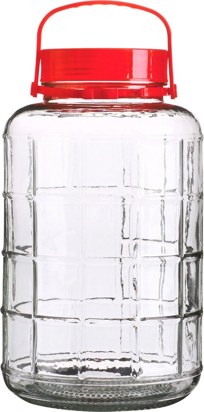 Urban Living Récipient de conservation Nourriture - 2x - verre - 8 litres - bouchon de fermeture et poignée de transport - transparent - pot de conservation - pot de conservation - 19 x 34 cm