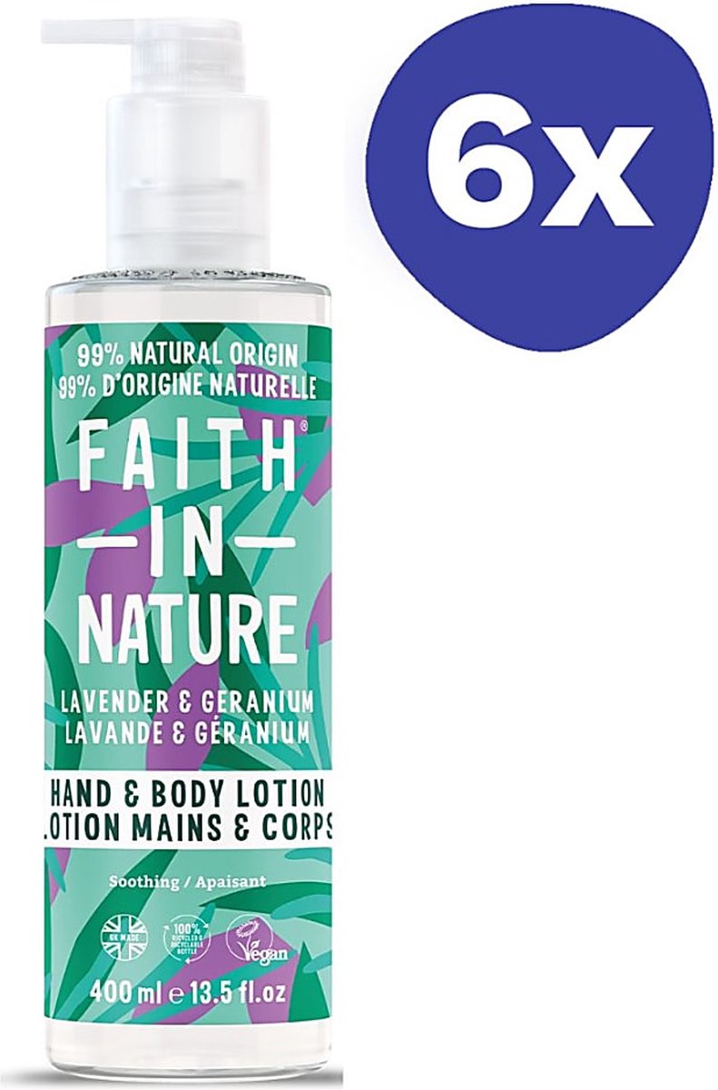 Faith In Nature Hand & Bodylotion Lavendel & Geranium (6x 400ml)