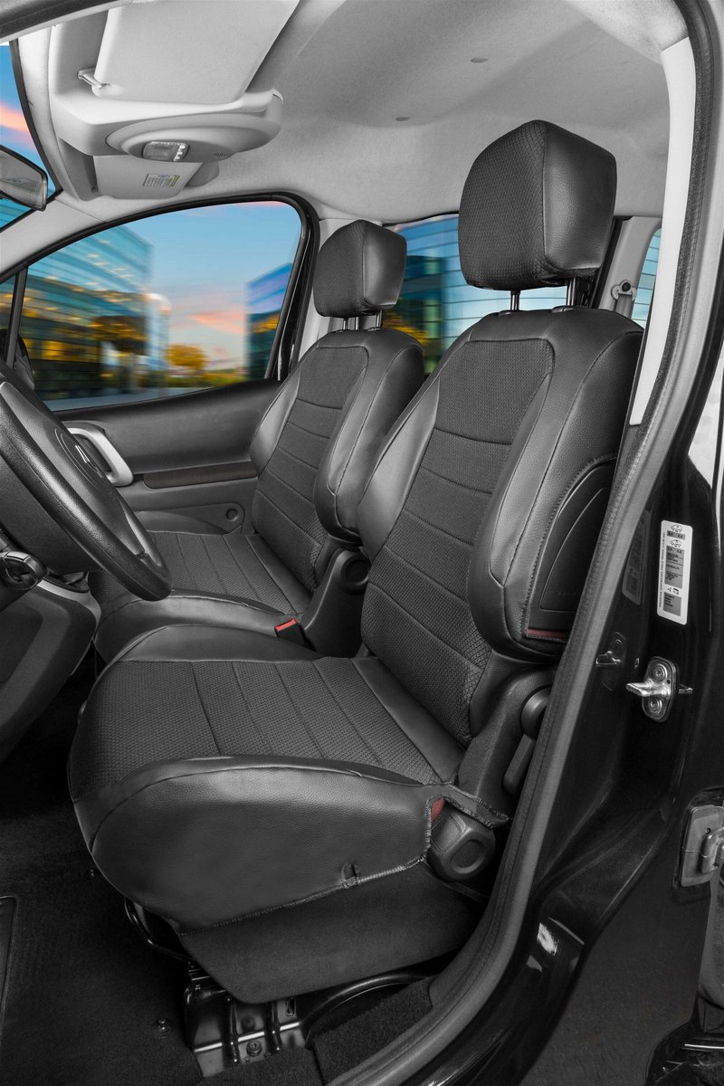 Walser Premium Autostoelhoezen compatibel met Fiat Talento 06/2016-today - 2 enkele zetelhoezen vooraan + 2 armsteunhoezen