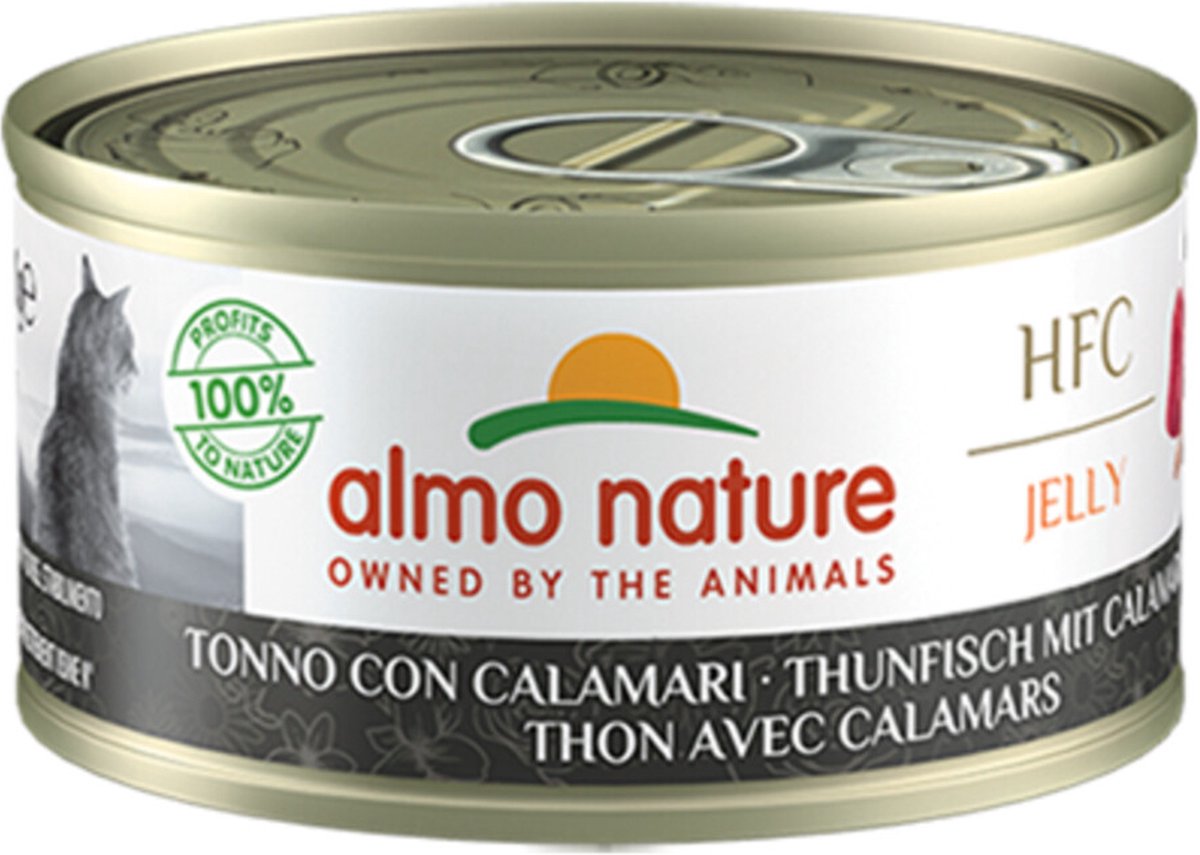 48x Almo Nature HFC Jelly Kattenvoer Nat Tonijn & Inktvis 70 gr
