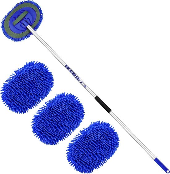 160 cm autowasborstel met verlengstang, 30 cm zachte, vijfzijdige