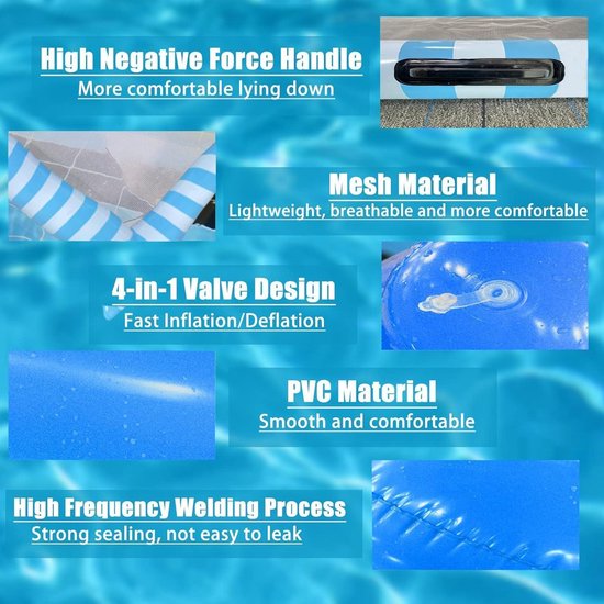 Opblaasbare waterhangmat - loungestoel zwembad water zwemhangmat - geel en wit waterhangmat van LayZ. — afbeelding 2