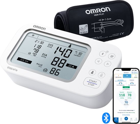nieuwe OMRON X7 Smart AFib Bloeddrukmeter voor bovenarm | Check voor AFib bij elke bloeddrukcontrole | Klinisch gevalideerd, inclusief zwangerschap en diabetes | 2 gebruikers | Intelli Wrap Manchet 22-42cm