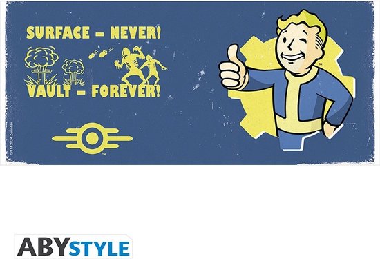 Mug Fallout Vault Boy Bleu - Céramique, 320 Ml, Micro-ondes Et Lave-vaisselle Safe