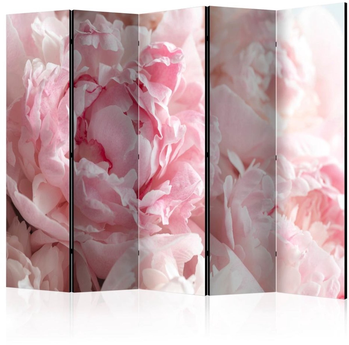 Vouwscherm / Kamerscherm - Roze pioenrozen, gemonteerd geleverd, dubbelzijdig geprint 225x172cm