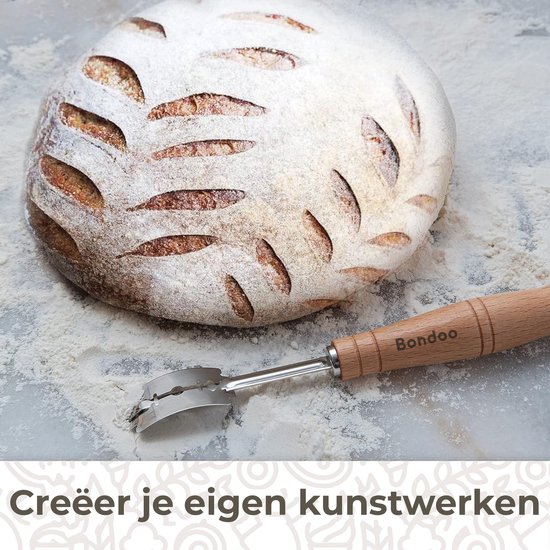 Bondoo Rijsmandje Ø 23 cm - Broodbakken - Banneton - Rijsmandje Brood - Rijsmand Rond - Zuurdesem starter set - incl Deegkleed - Deegmesje - RVS Deegschraper - Plastic Deegschraper - Deegklopper - Borstel