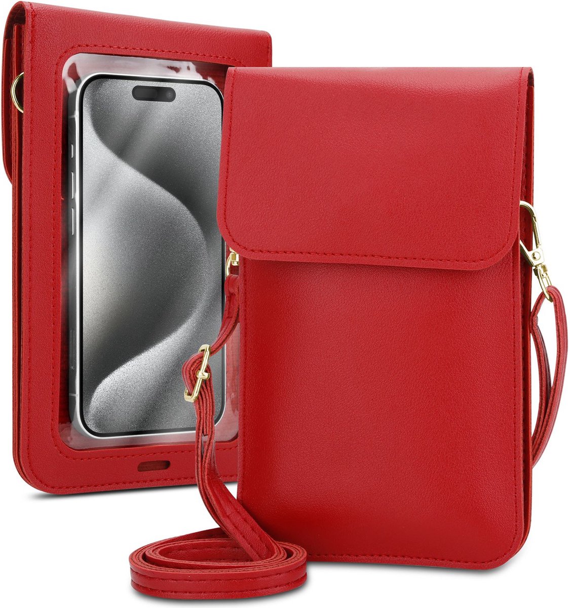Mobielhoesje geschikt voor HTC ONE M8 in ROOD Etui Case Cover Handtas voor dames