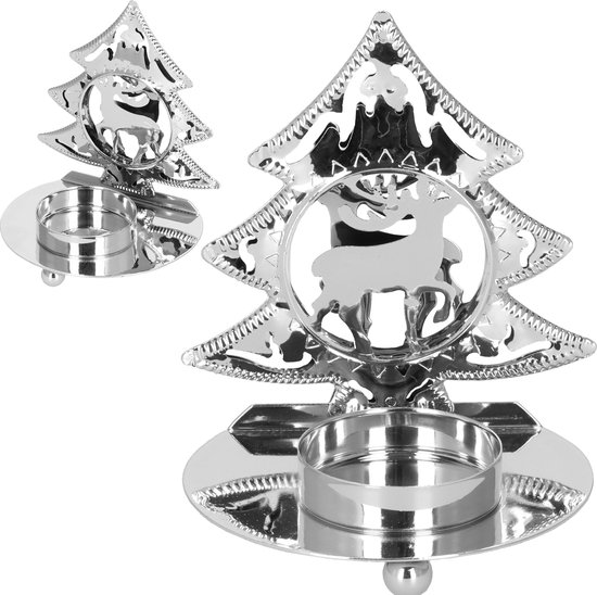 Chandelier Springos | Bougeoir | Bougeoir lumineux | Sapin de Noël | Renne | Argent