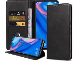 Smartphonica Telefoonhoesje geschikt voor Huawei P Smart Z kunstleren Hoesje met Magnetische sluiting en Pasjeshouders Book Case met Klepje - Zwart geschikt voor Huawei P Smart Z