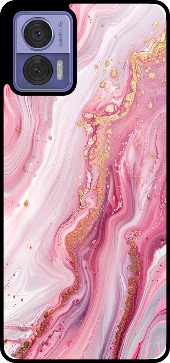 Smartphonica Telefoonhoesje Geschikt voor Motorola Edge 30 Neo met marmer opdruk - TPU backcover case marble design - Roze geschikt voor Motorola Edge 30 Neo