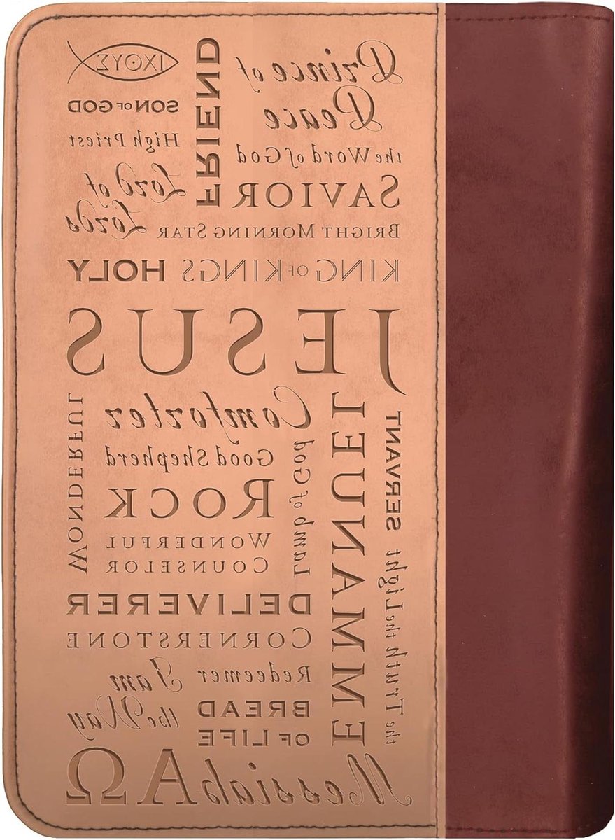 Jesus Names Brown Tan XL Book Bible Cover Duo-Toneluxurious Protection Bijbelhoes