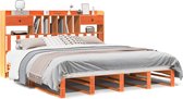 vidaXL - Lit - avec - bibliothèque - sans - matelas - bois de pin - marron lavé - 180x200 - cm