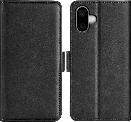 Foto: Iphone 16 plus hoesje mobydefend luxe wallet book case sluiting zijkant zwart gsm hoesje telefoonhoesje geschikt voor iphone 16 plus