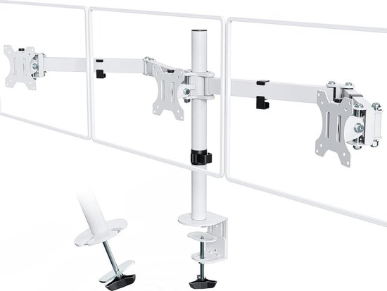 AISENS - DT27TSR-281 Eco tafelhouder, draaibaar en kantelbaar, voor 3 monitoren met 10 kg (3 scharnieren, 2 armen) van 13-27, zwart