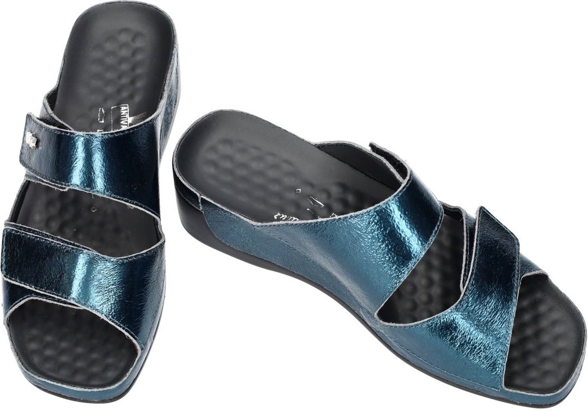 Vital -Dames blauw petrol slippers & muiltjes
