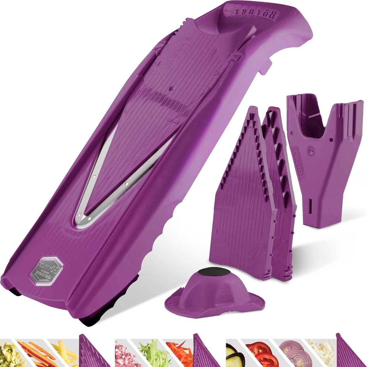 PowerLine Starter mandoline slicer groentesnijder voor het snijden van groente in schijfjes en blokjes vijfdelige set in violet