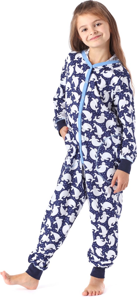 Merry Style Kinder Pyjama - ronde hals - lange mouwen - lange broek met zakken - Katoen - MS-MS10-223-PJ - Marine Punkte - 122-128