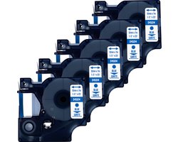 DULA Dymo D1 45014 - S0720540 - Compatible label tape - 5 lettertapes - Blauw op wit - 12mm x 7m