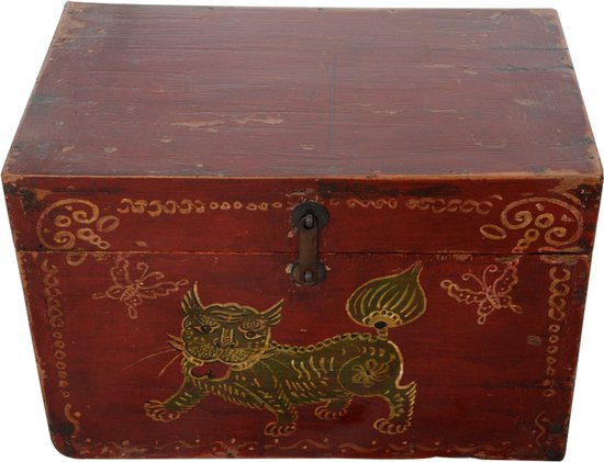 Fine Asianliving Antique cercueil chinois peint à la main mythe chinois