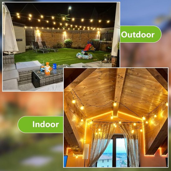 LED Lichtketting Buiten, 15M IP45 Waterproof 25 1 Lichtsnoer Buiten LED