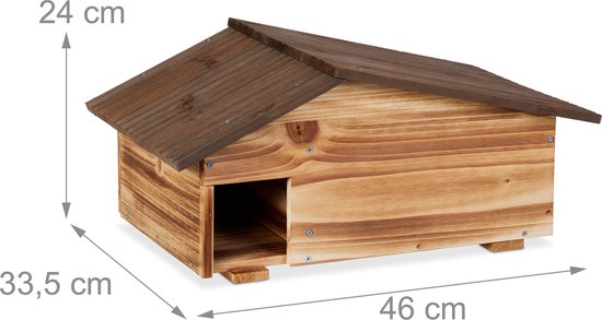 Egelhuis - hout - met bodem - 2 kamers - 24 x 46 x 33,5 cm - bruin