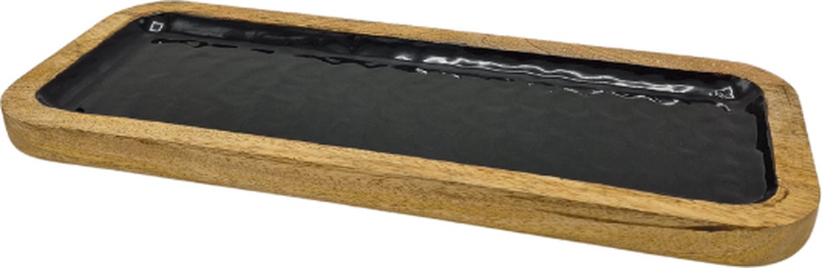 Deco4yourhome® - Serveerschaal - Epoxy - Amberblokjes - Zwart - Black - Rechthoek