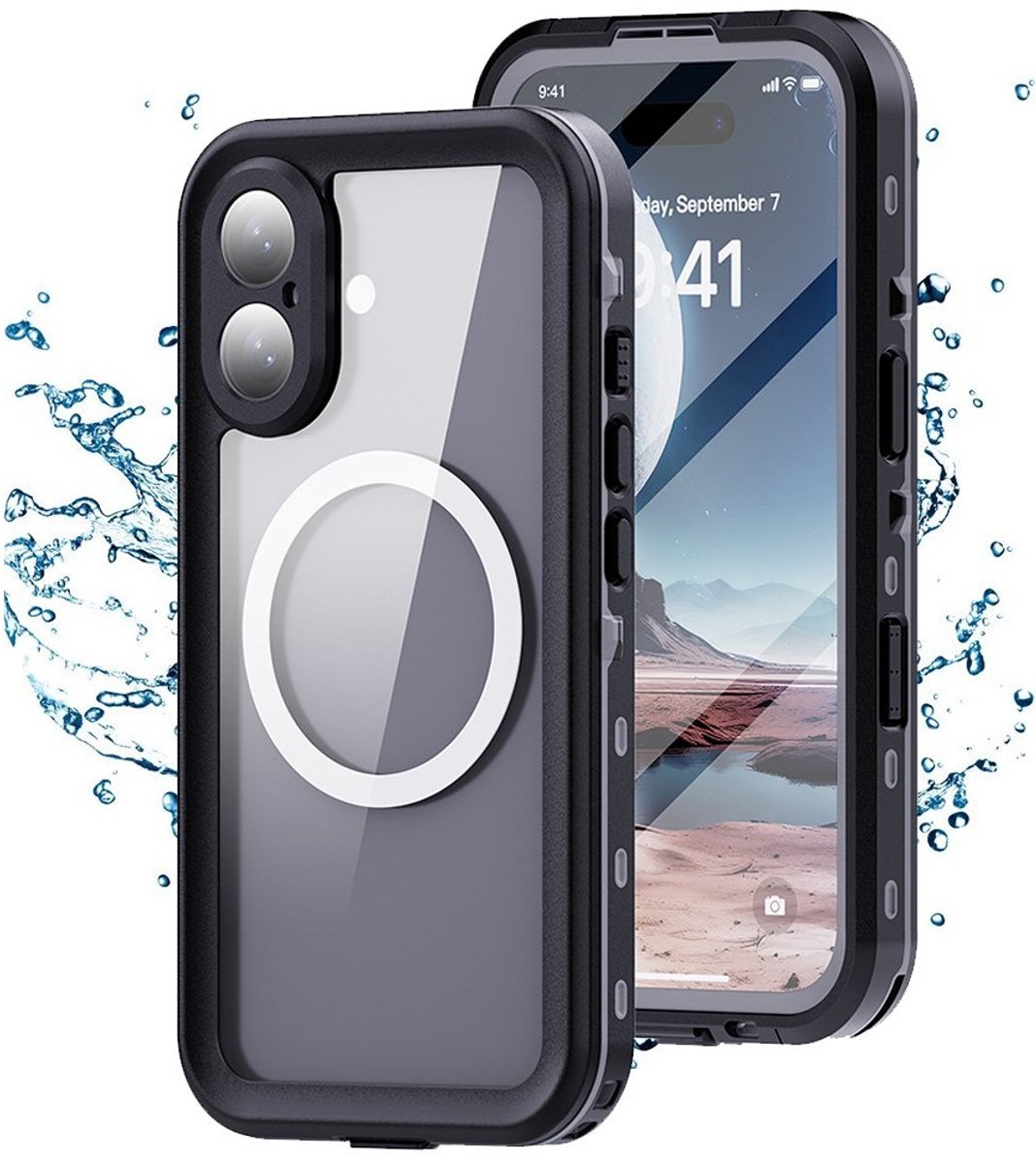Waterdicht hoesje geschikt voor iPhone 16 - Maximale Bescherming tegen water, zand en vuil - Avontuurlijke activiteiten - Robuust en duurzaam - IP68 Waterproof