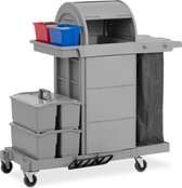 Bol.com ulsonix - Schoonmaakwagen - met waszak - afsluitbaar compartiment - 2 emmers - 2 dubbele boxen aanbieding