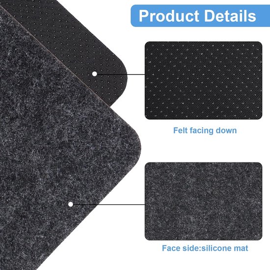 2 stuks vuurvaste onderlegger, hittebeschermingsmat, hittebeschermingsmat, brandwerende deken voor koffiezetapparaten, magnetrons, broodrooster, luchtfriteuse (30 x 45 cm, zwart)