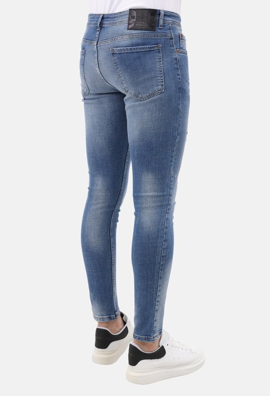 Jeans Homme - Jeans Homme Adultes - Jeans Homme Slim Fit - Jeans Déchirés et Stretch avec éclaboussures de Peinture - MM- S-106 - Blauw
