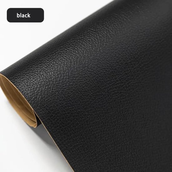 Home & Marker - Leer Reparatie Set - Zelfklevend Kunstleer - Kunstleer op Rol - Reparatiedoek - Zwart - 40 x 300 CM - LEATHERPATCH