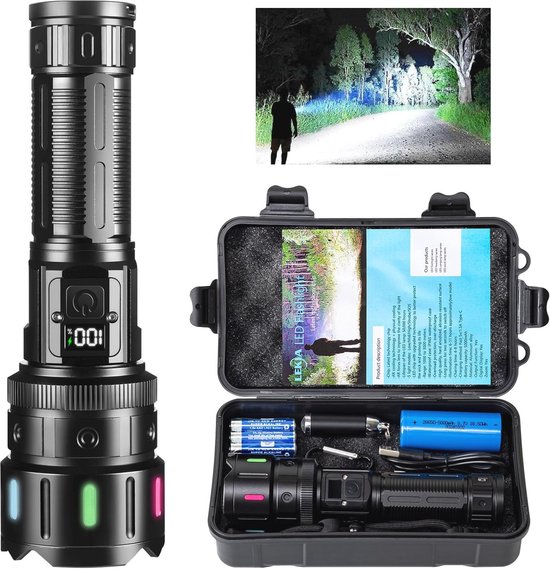 Lampe Torche Tactique Laser Cannon 9.0 - Rechargeable, 3000 Lumens, Zoom, étanche IP55