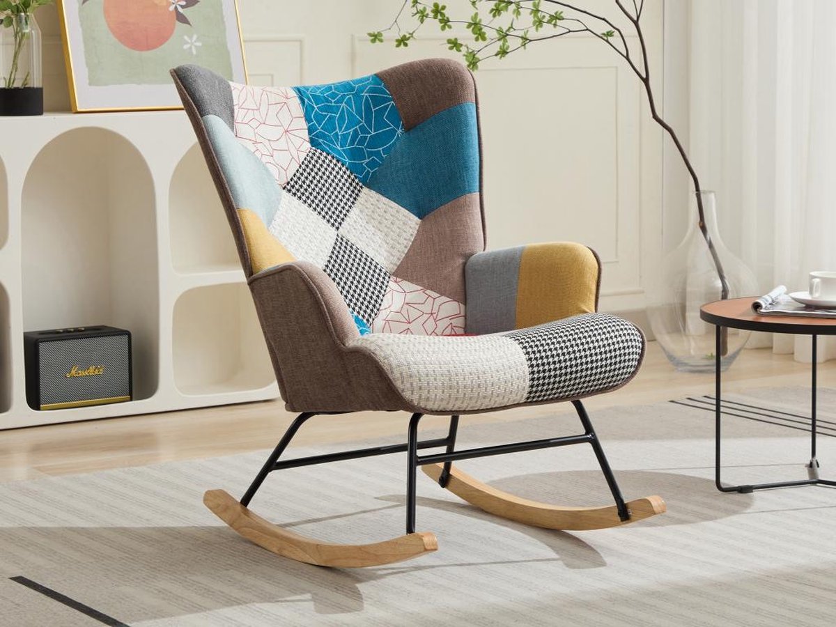 Vente-unique Schommelstoel van gechineerd patchwork met verschillende kleuren ELMINA II Veelkleurig
