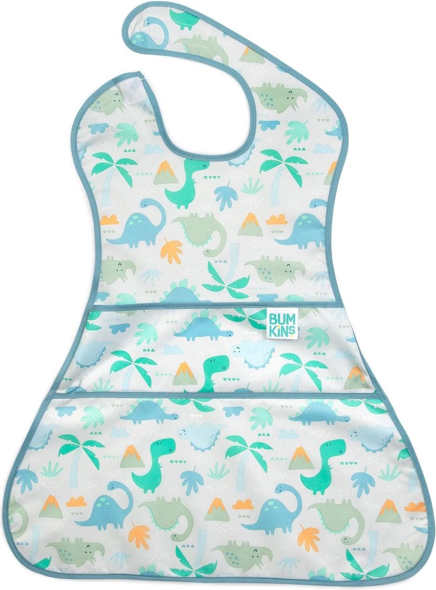 Goedkoopste Bumkins - Supergrote SuperBib® slab - Grijs Dinosaurus (6-24m