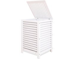 Dubbele wasmand met deksel 120L bamboe - wasmand met verwijderbare binnenzak - 2-delige kledingverdeler - Wassorteerder voor wasruimte - badkamer - slaapkamer (wit) wassorteerder