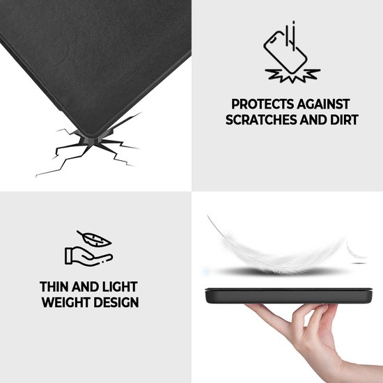 Lunso Geschikt voor Kobo Libra Colour hoes (7 inch) - echt leren sleepcover - Zwart van Lunso — afbeelding 4