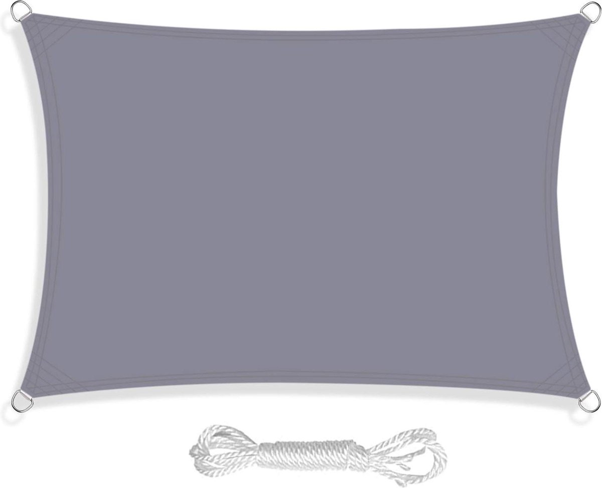 Sun Protection Sail Water Resistant Outdoor Garden Patio Party Sunscreen Awning 98% UV Block Grey 3X4M With Free Rope