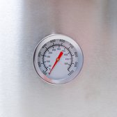Extra grote 35 cm buitentafelpizzaoven dubbelwandig met ingebouwde thermometer, multi-fuel houtskool pellets hout, authentieke steenovenpizza's 600°C roestvrij staal inclusief pizzaschep