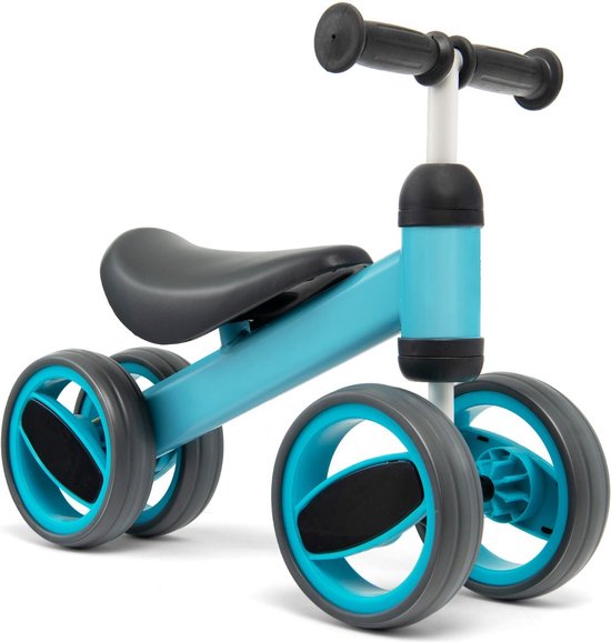 Bol.com Costway Loopfiets Met 4 Wielen Blauw - Balance Bike - Kinderloopfiets - Balansfiets - 1 tot 2 Jaar aanbieding