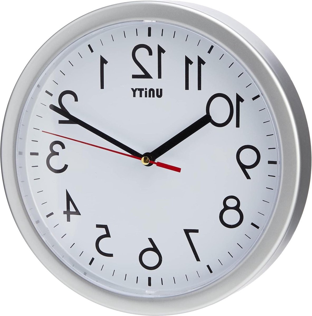 Wandklok Stille veeg zilver - modern design - 22 cm