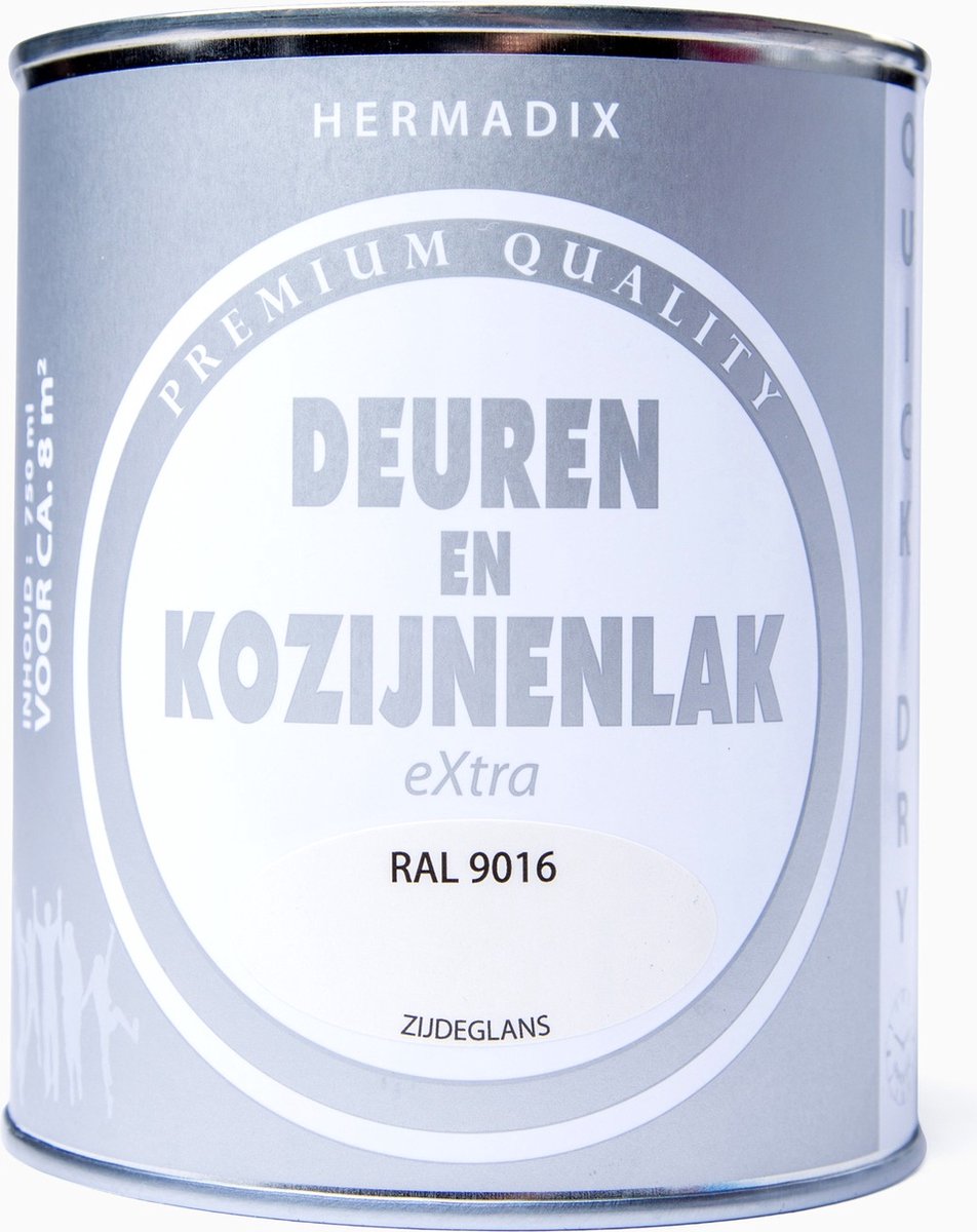 Hermadix deuren & kozijnen lak zijdeglans RAL 9016 - 750 ml.