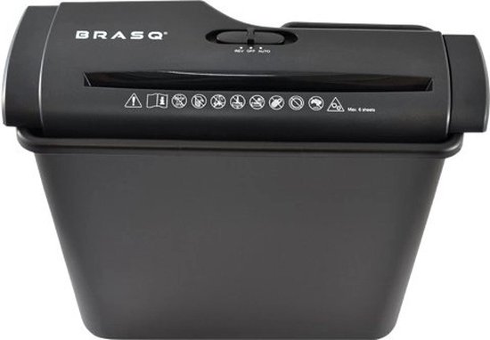 BRASQ Papierversnipperaar met Opvangbak Zwart - 7 Liter - Papiervernietiger voor thuis en kantoor - P2 - 6 vellen - 6mm stroken