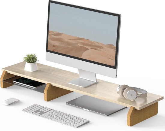 Fenge Monitorstandaard Acrilico, Verhoging voor Monitoren met Ruime Opbergruimte, Universele Monitorstand voor PC, Laptop en TV, Thuis en Kantoor (Bruin, 108cm Fenge Monitorstandaard Acrilico, Verhoging voor Monitoren met Ruime Opbergruimte, Universele Monitorstand voor PC, Laptop en TV, Thuis en Kantoor (Bruin, 108cm