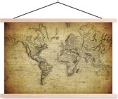 Schoolplaat - Wereldkaart - Vintage - Antiek - Textielposter - Schoolposter - Wanddecoratie - Woonkamer - 120x80 cm - Schoolplaat vintage - Muurdecoratie